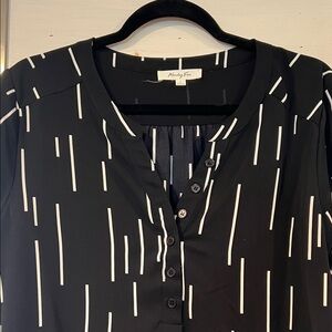 Black and White Button-Up Blouse - Monday Fun brand